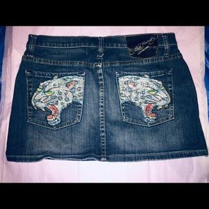 Ed Hardy Jeweled Jean Skirt